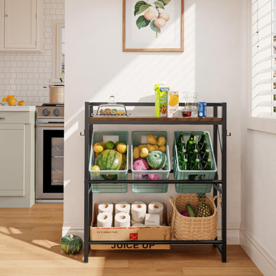 Open Shelving Wine Bottle Rack Black