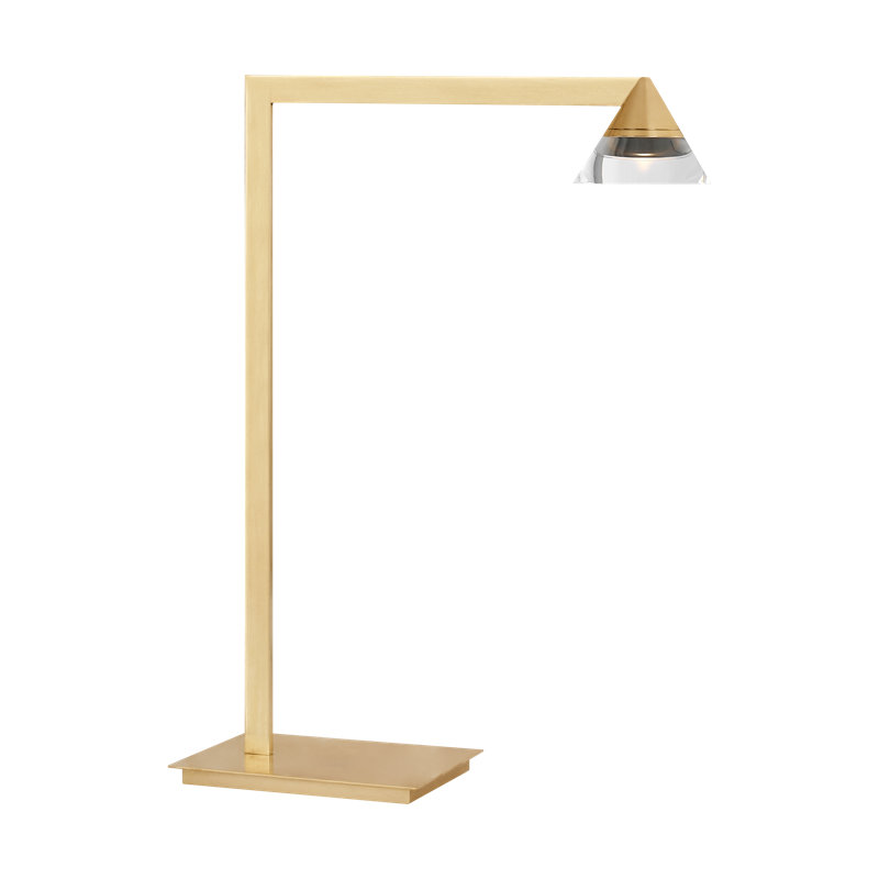 Midrand LED Desk Table Lamp, Hand-Rubbed Antique Brass, Clear
