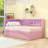 Svojas Twin Size Linen Upholstered Daybed with USB Ports,LED,Shelves and Twin Trundle-111958423