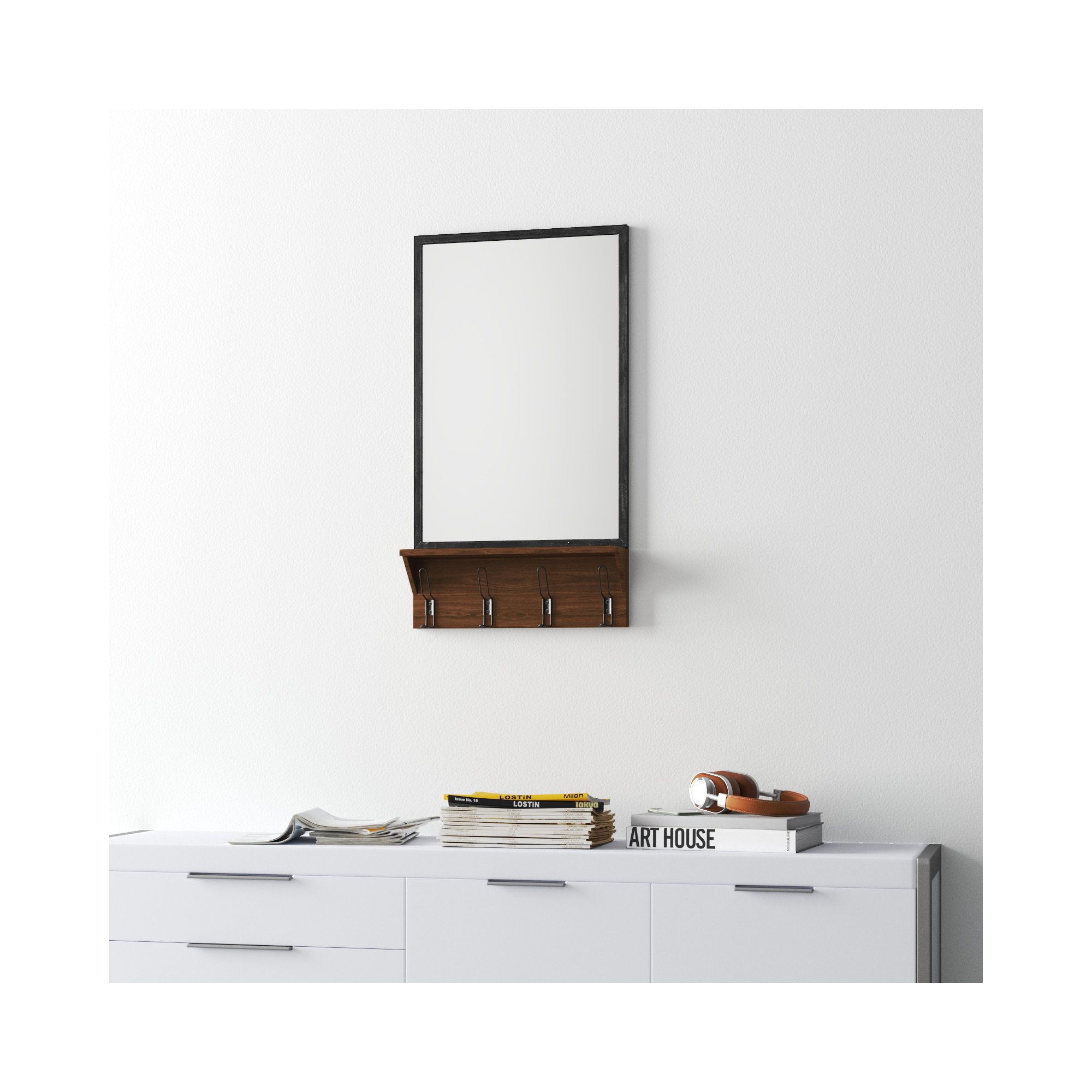 Ilona Flat Mirror, 36.75" x 20", Brown