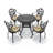 5-Piece Patio 35.43" Round Dining Set with Umbrella Hole, 5 Armchairs with Beige Cushions-1354040571-1354040570