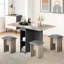 Ensemble de table de salle à manger pliable pour 4 personnes, table de salle à manger à abattants avec 4 chaises rembourrées et 2 tablettes, table de cuisine pliable peu encombrante avec 6 roulettes pour les petits espaces,-1293508082-1293508086-1293508083