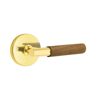 Ensemble de faux levier Emtek Select avec rosette à disque et tige en T, poignée en noyer foncé
