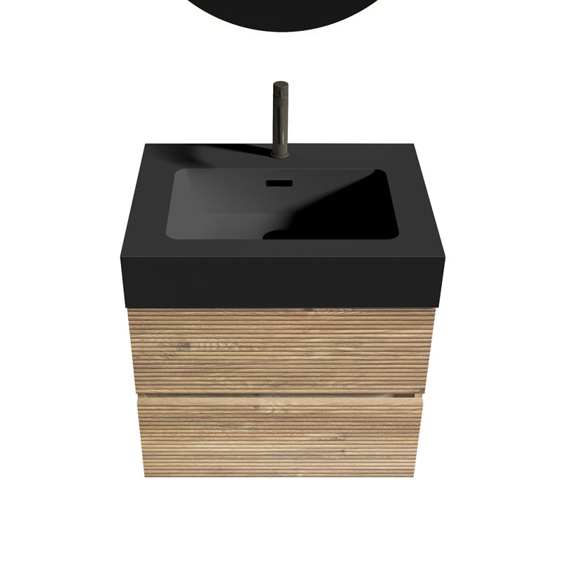 Meuble-lavabo 24 po avec lavabo à quartz et tiroirs souples, meuble-lavabo mural flottant pour salle de bain moderne, lavabo une pièce, KD
