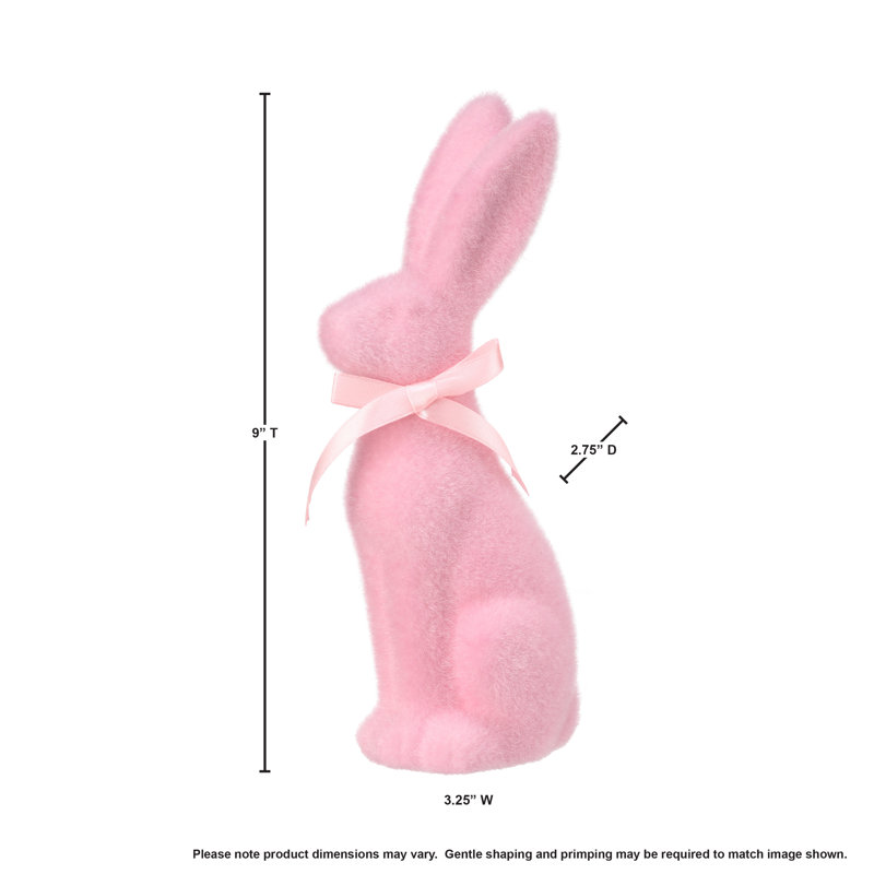 Terracotta Flocked Bunny 9.25", Pink