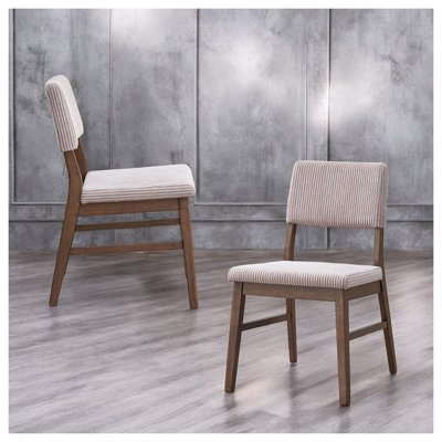 Ensemble de 2 chaises d'appoint Serafina en velours côtelé mauve poussiéreux avec structure en noyer, chaises de salle à manger scandinaves avec rembourrage en mousse