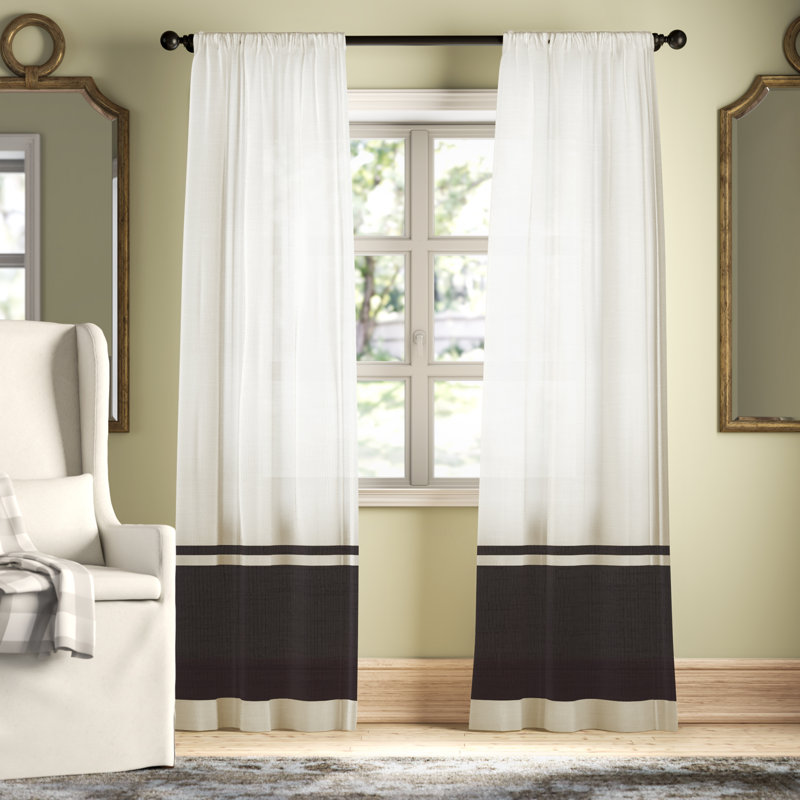 Galiano Linen Blend Semi Sheer Curtain Single Panel, Steel Blue, 42" W x 96" L