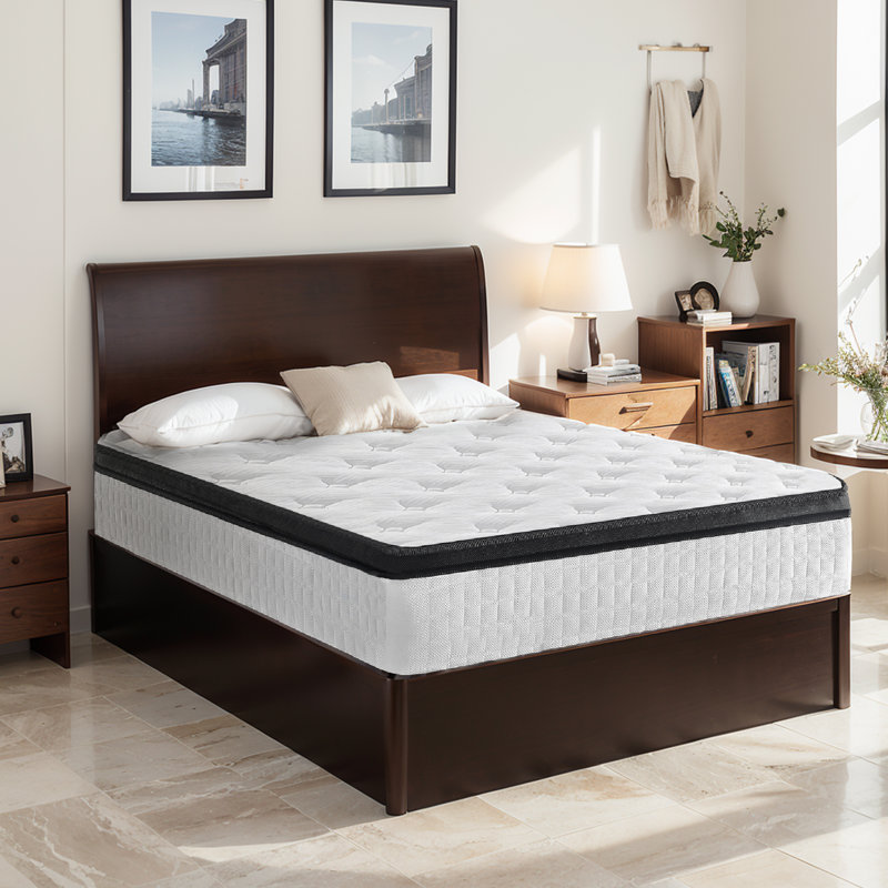 Ressorts ensachés 12 po avec matelas en mousse à mémoire de forme Euro, Lit simple