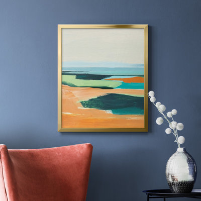 Toile encadrée de qualité supérieure turquoise et orange II - prête à être accrochée