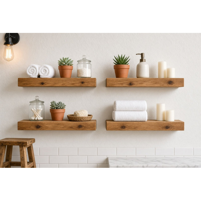 Tablettes rustiques, 3.5'' H x  30'' W x 6'' D, Chêne rustique