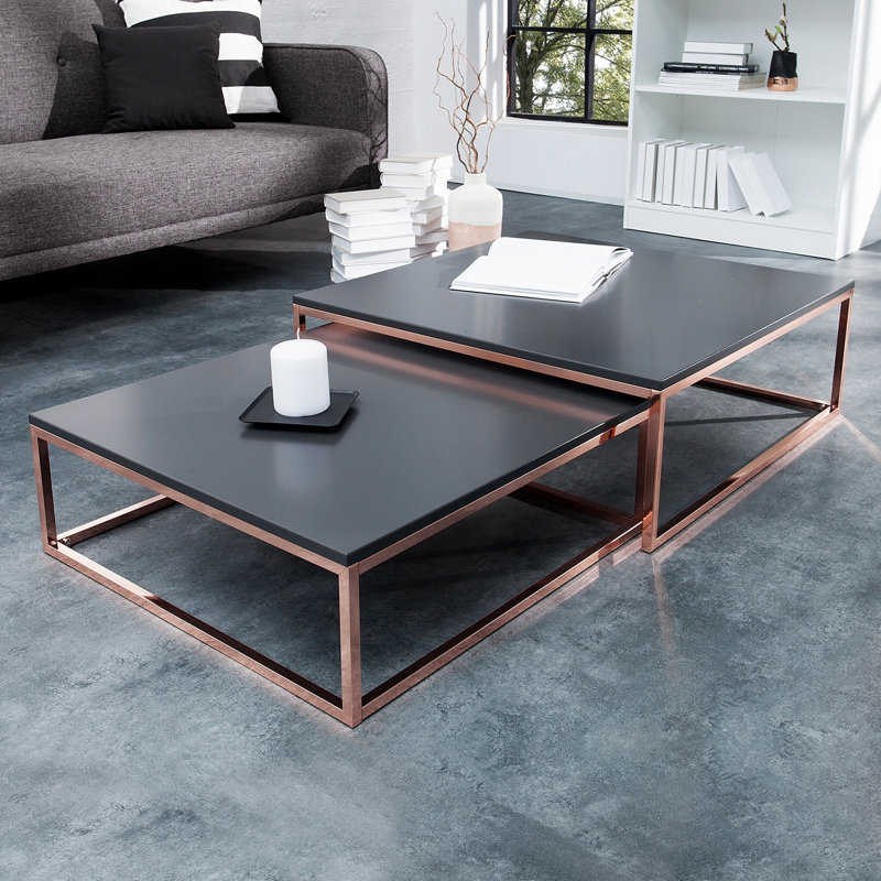 Gwyneth Frame Coffee Table, Anthracite, Copper