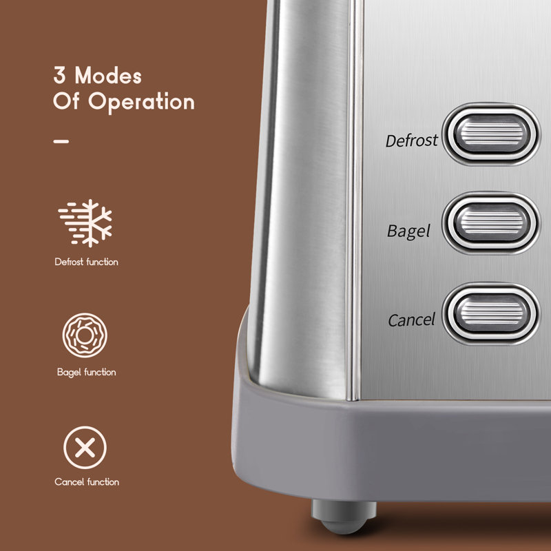 4-Slice Toaster with Extra Wide Slots - Stainless Steel Toaster with Bagel & Muffin Functions, 7-Shade Control, Removable Crumb Tray & Warming Rack (Silver)