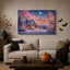 Maison en pierre enneigée sous la pleine lune - Toile murale d'Halloween-629044571