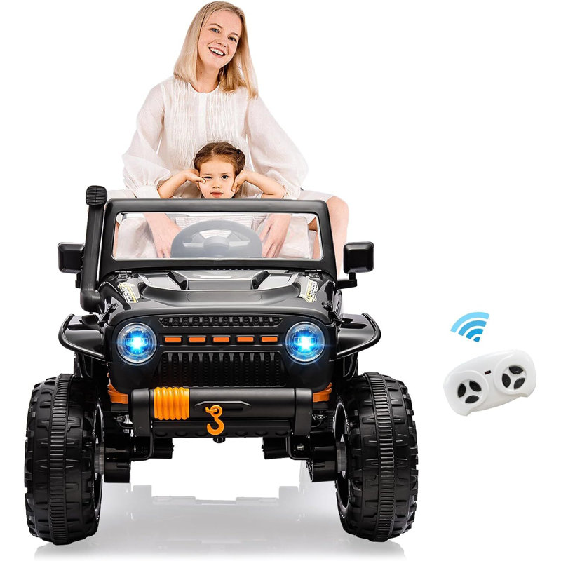 Chariot électrique 24V pour enfants avec télécommande, Noir