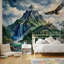 Papier peint paysage de montagne aquarelle cascade murale-335958049-335958051