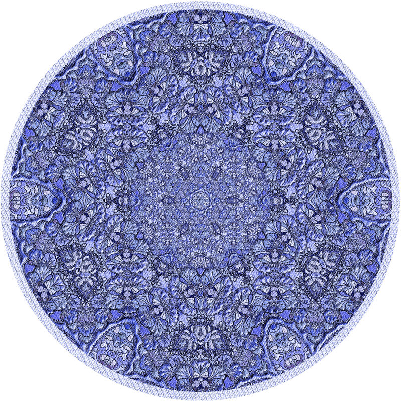 Tapis floral en laine mauve, Rond 3 pi