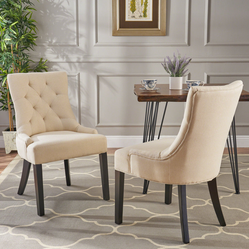 Chaises de salle à manger rembourrées Modern, Beige, 4