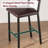 Set of 4 Counter Height Bar Stools - Upholstered Seat and Backrest with Cushioning, Metal Frame and Footrest in Brown-1650427440
