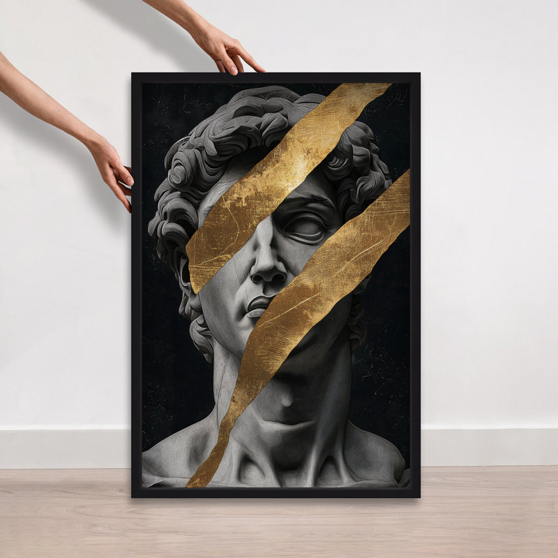 Oliver Gal Statue Statues I - With Hand-Applied Gold Leaf - Shadowbox Framed Wall Art, 38" H x 26" W