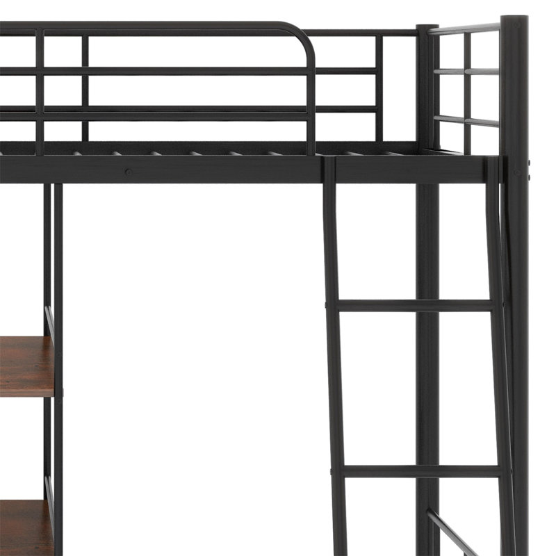 Makris Kids Twin Loft Bed, Black