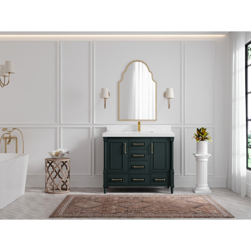 Meuble-lavabo de salle de bain l 42 po x P 22 po x H 36 po Aberdeen, Calacatta Laza