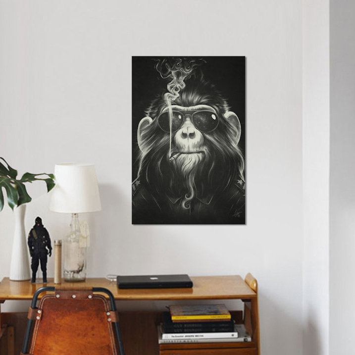 « fumee em », impression sur toile, H 24 po x l 16 po x P 1 po, Papier d'art encadré noir, Blanc