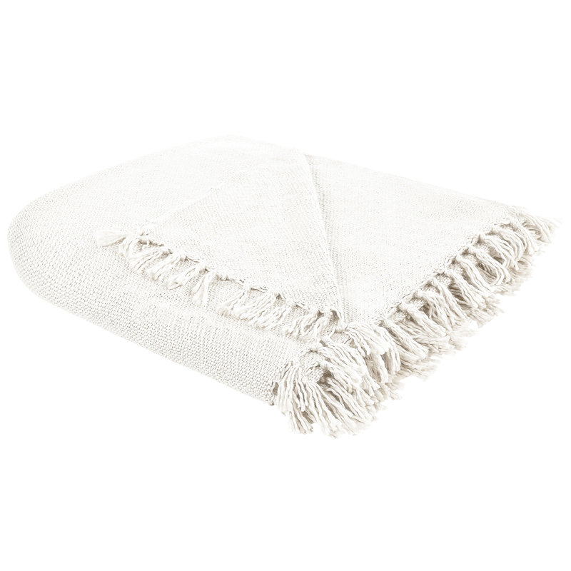 CHAOHANI Woven Throw Blanket, Off White, 150cm W x 200cm L