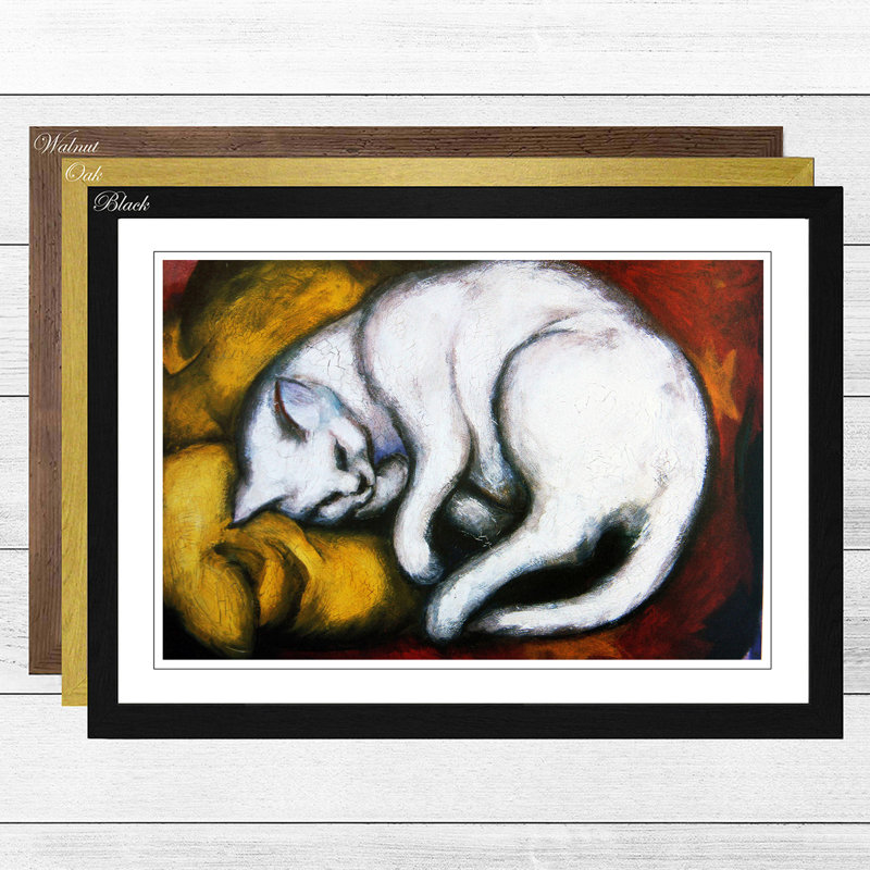 Sleeping Cat by Franz Marc - Framed Print, Black