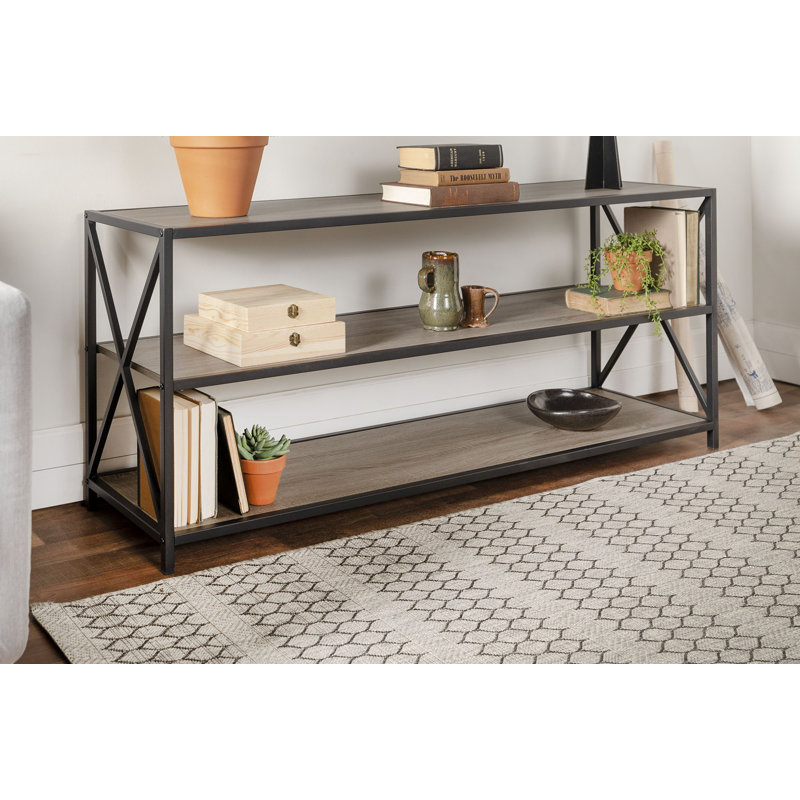 Bremer 65.1cm H x 152.4cm W Steel Library Bookcase, Driftwood