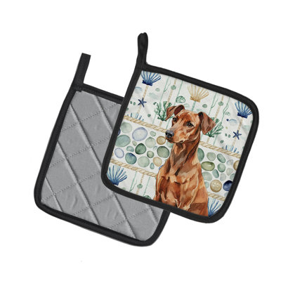Paire de poignées en verre de mer rouge allemand Pinscher