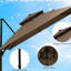 Parasol de patio décalé avec base, rotation à 360 °, construction à double plateau, 8 nervures, inclinaison facile, manivelle, tissu café à 360 degrés