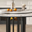 Table de salle à manger ronde en fritté de 53 po avec base en acier au carbone noir et plateau tournant de 31,5 po pour la cuisine et la salle à manger (4 chaises)-1024064502