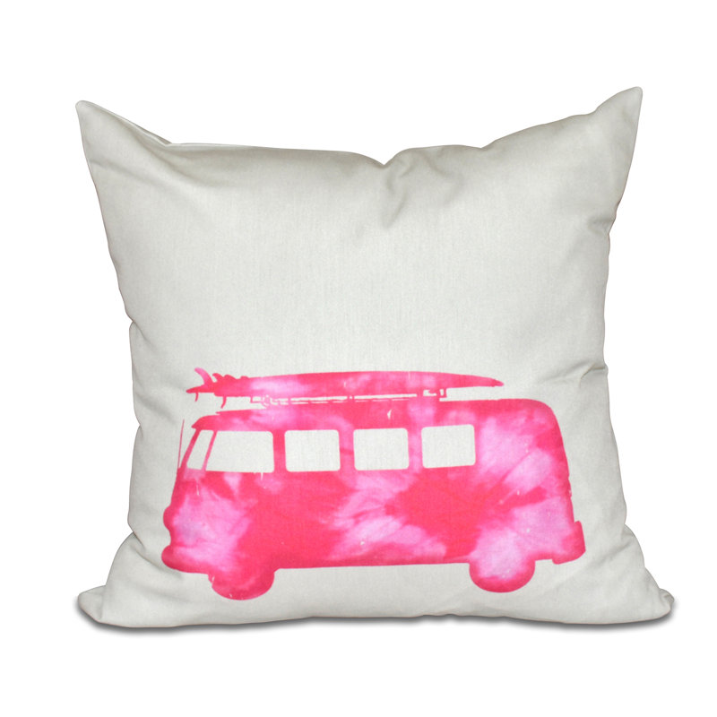 Surf, Sand, & Sea Beach Drive Square Pillow Cover & Insert, 26" H x 26" W, Pink