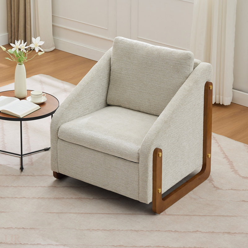 Fauteuil rembourré Chenille, Beige