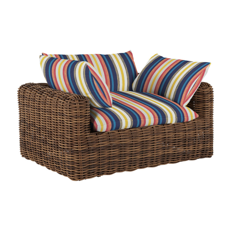 Montecito Patio Chair with Cushions, Raffia, Dove Sunbrella® Linen, No Welt
