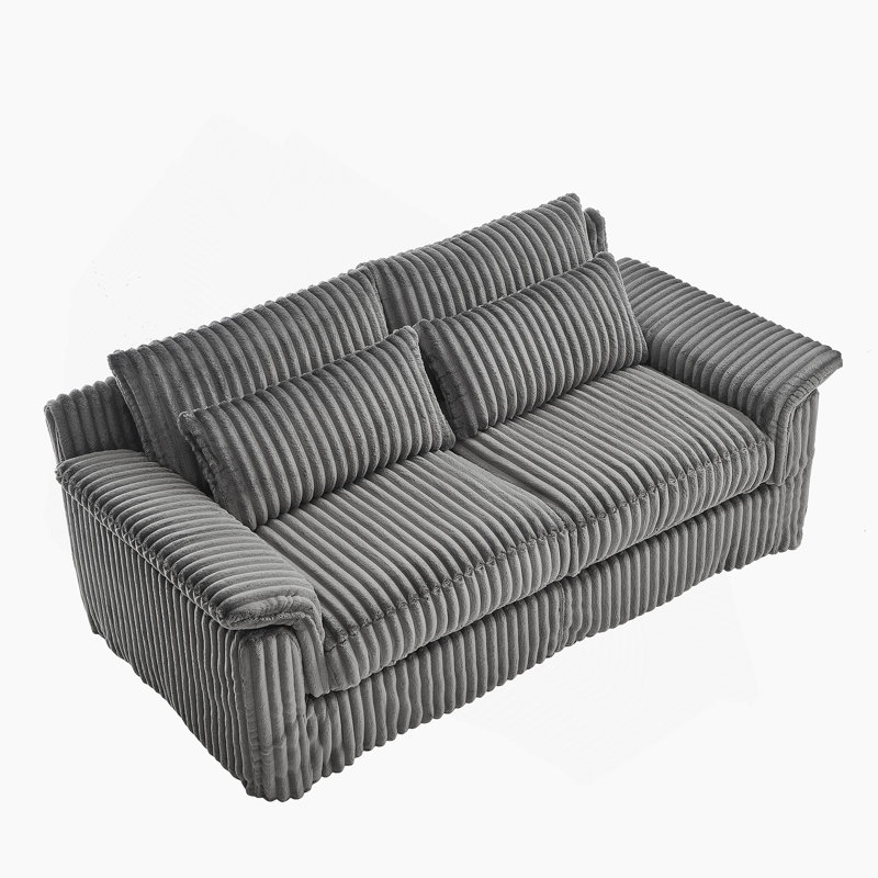 74 Inch Cloud Corduroy Loveseat Sofa, Modern Comfy Couch For Living Room And Small Spaces, Gray, Gray