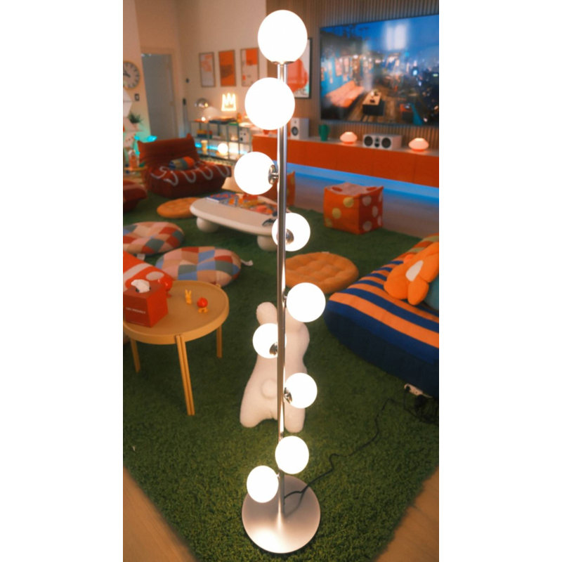Lampe sur pied Pearl avec dômes en verre Pearl | Luminaire DEL moderne G9 zigzag avec finition dorée