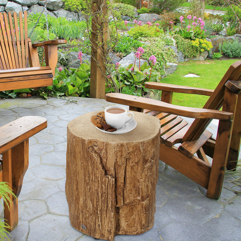 Table décorative en bois pour arbre, table d'appoint avec surface ronde, pour l'intérieur et l'extérieur, apparence naturelle, tabouret de roulement de 198 lb, finition