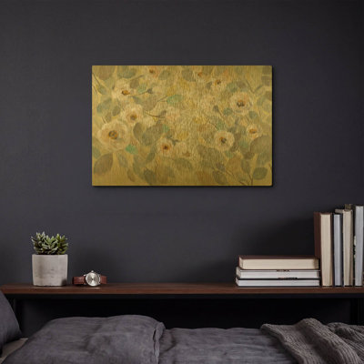 «Blooming Branches» par Silvia Vassileva, art mural en métal doré, 16 po x 12 po
