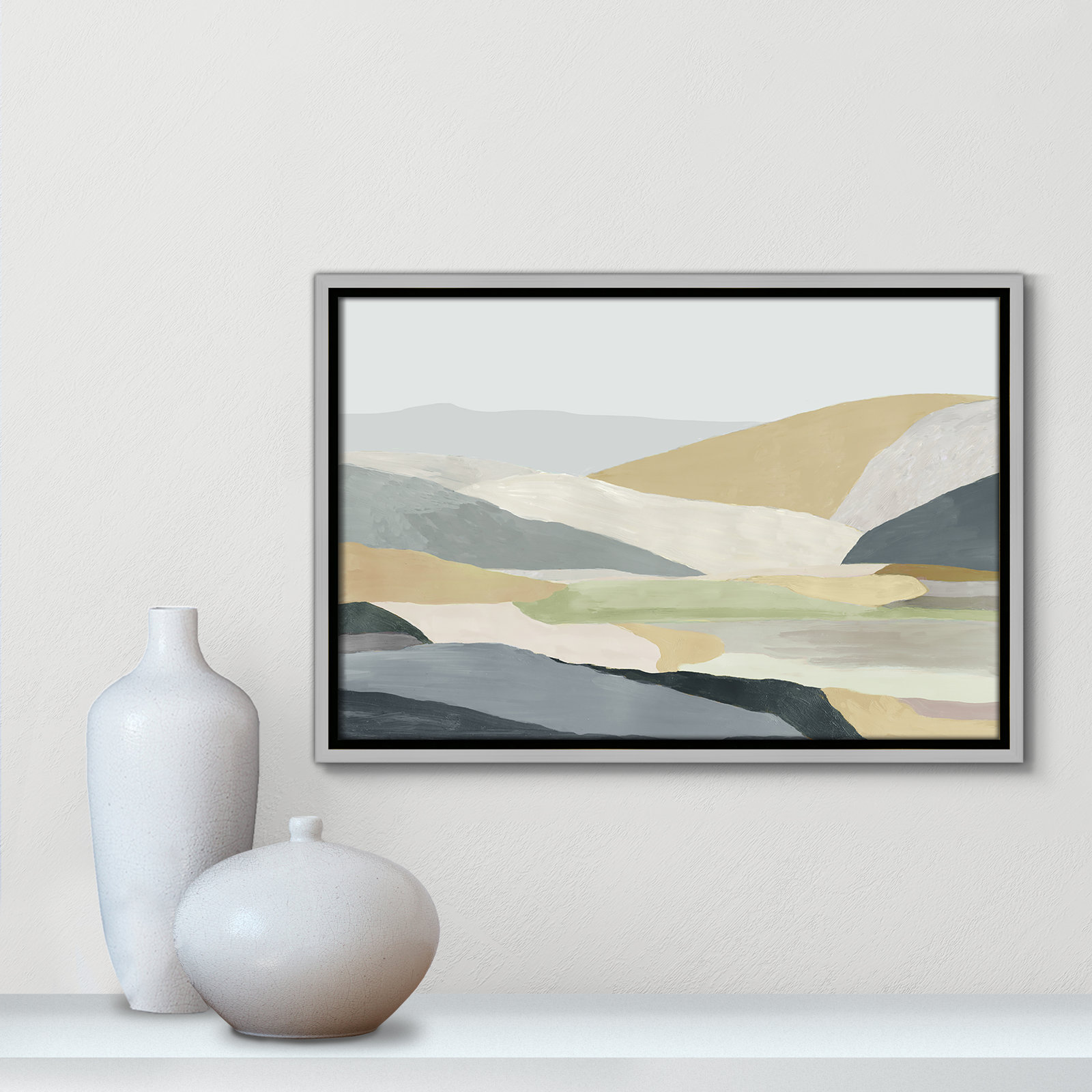 Blair "Warm Hills I" Painting, 13.5" H x 19.5" W x 2" D, Silver Canvas