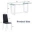 Ensemble de table et de chaises. Une table de salle à manger rectangulaire comprend un plateau en verre trempé et un support en panneau de fibres à densité moyenne blanc élégant.-120329525