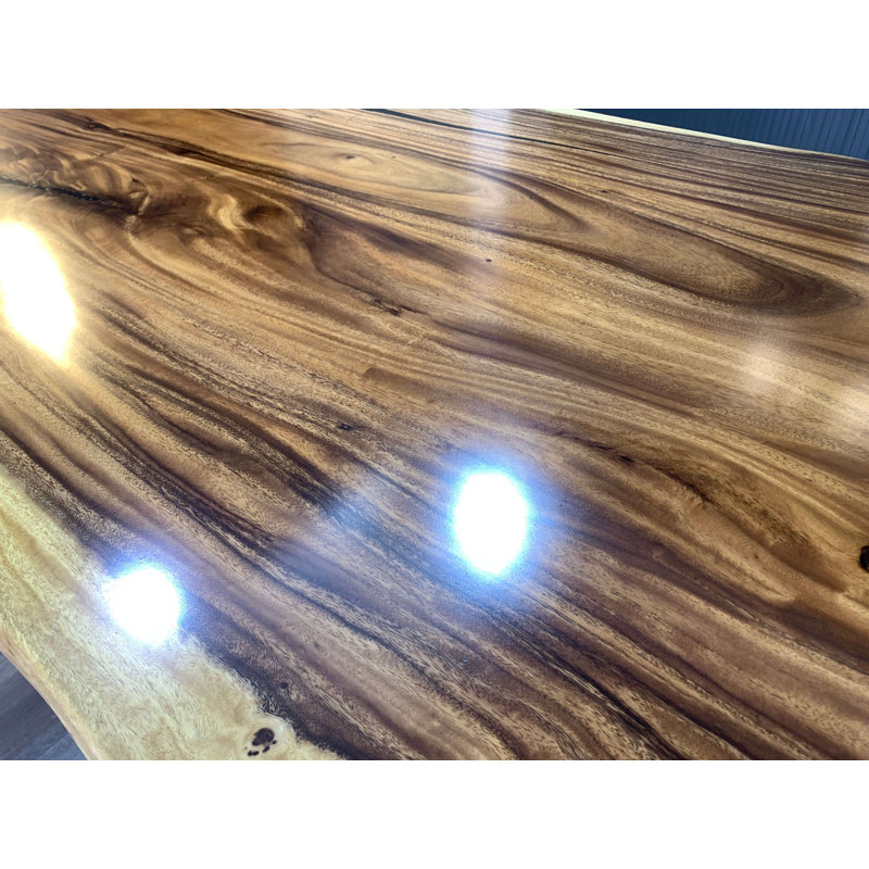 Geraro Free Form Solid Wood Top with Iron and Steel Base Dining Table