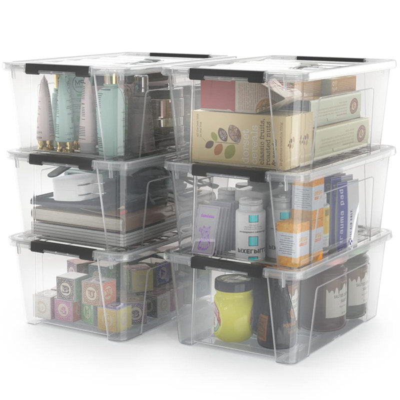 Clear Stackable Plastic Storage Bins with Lids, 5-Litre, 6-Pack