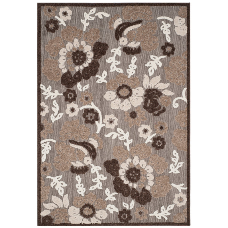 Roebuck Floral Hand Woven Indoor / Outdoor Area Rug, Rectangle 122 x 183 cm