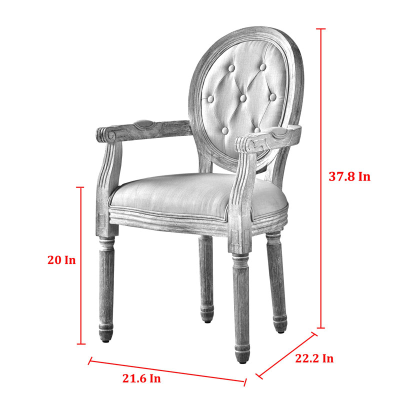 Chaise rustique en lin Rustic Manor, blanc crème, Bleu marine