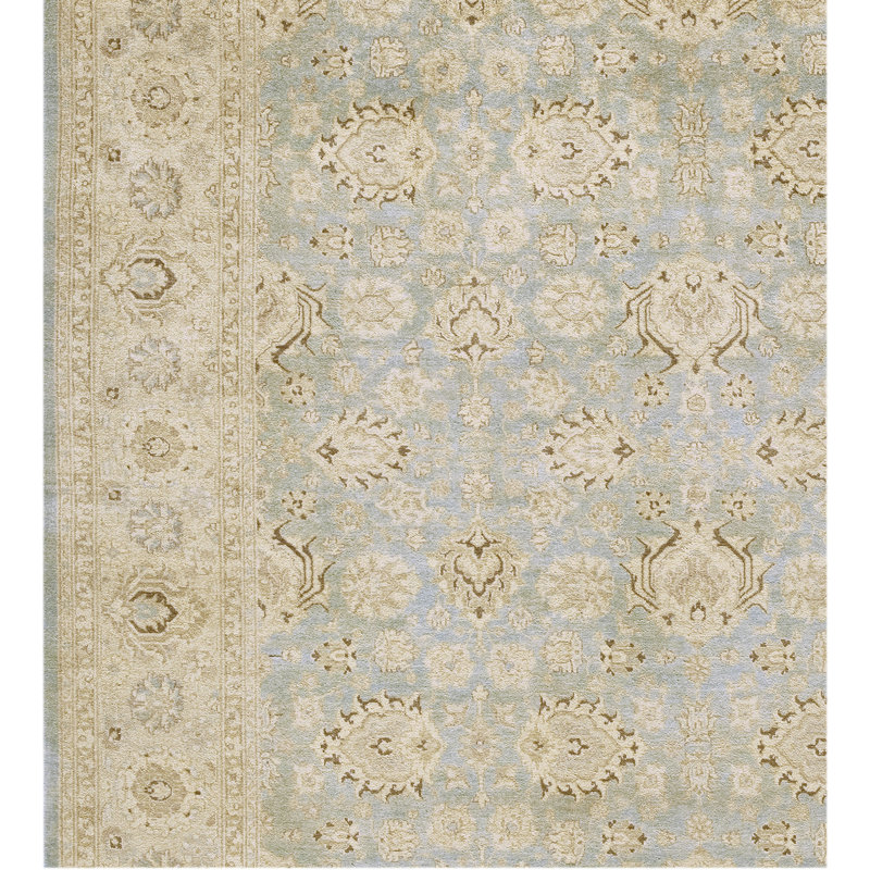 Wool Oriental Area Rug in Light Blue/Sand, Rectangle 6' x 9'