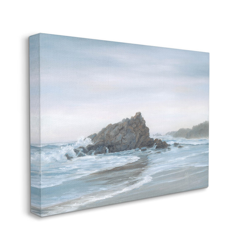 Crashing Waves Rocky Beach Coastal Landscape Canvas Art