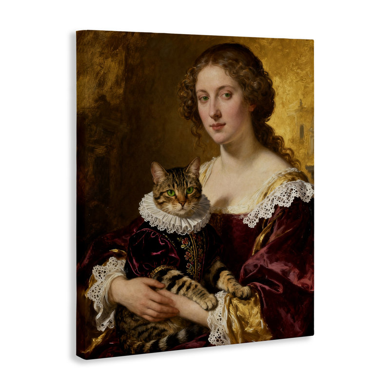 «Renaissance Lady with Regal Cat», conception par CAD Designs, H 20 po x l 16 po
