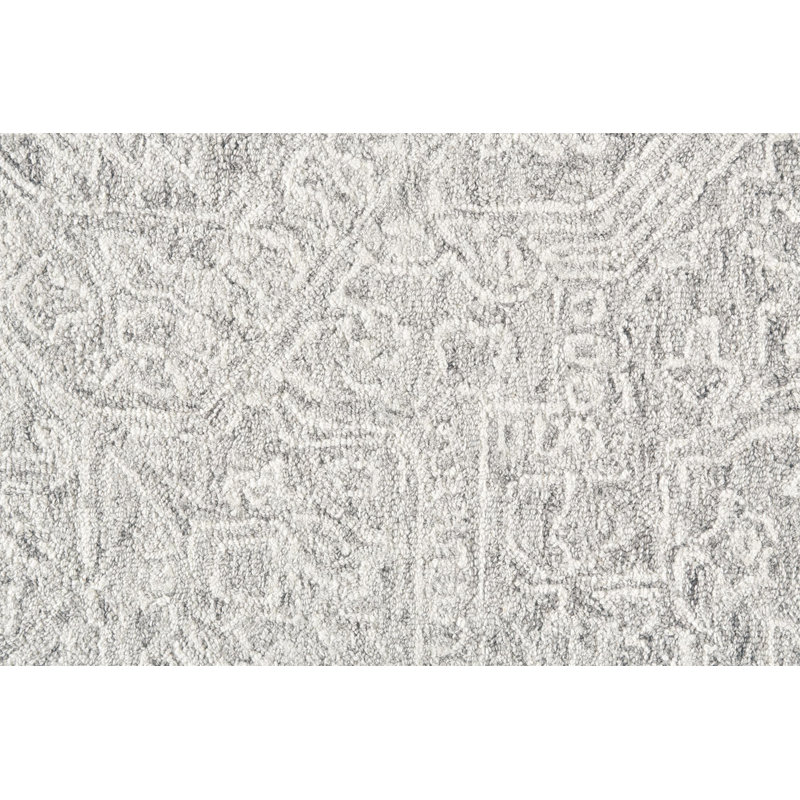 Tapis gris clair/ivoire en laine touffeté à la main Samira, Rectangle 5 pi x 8 pi