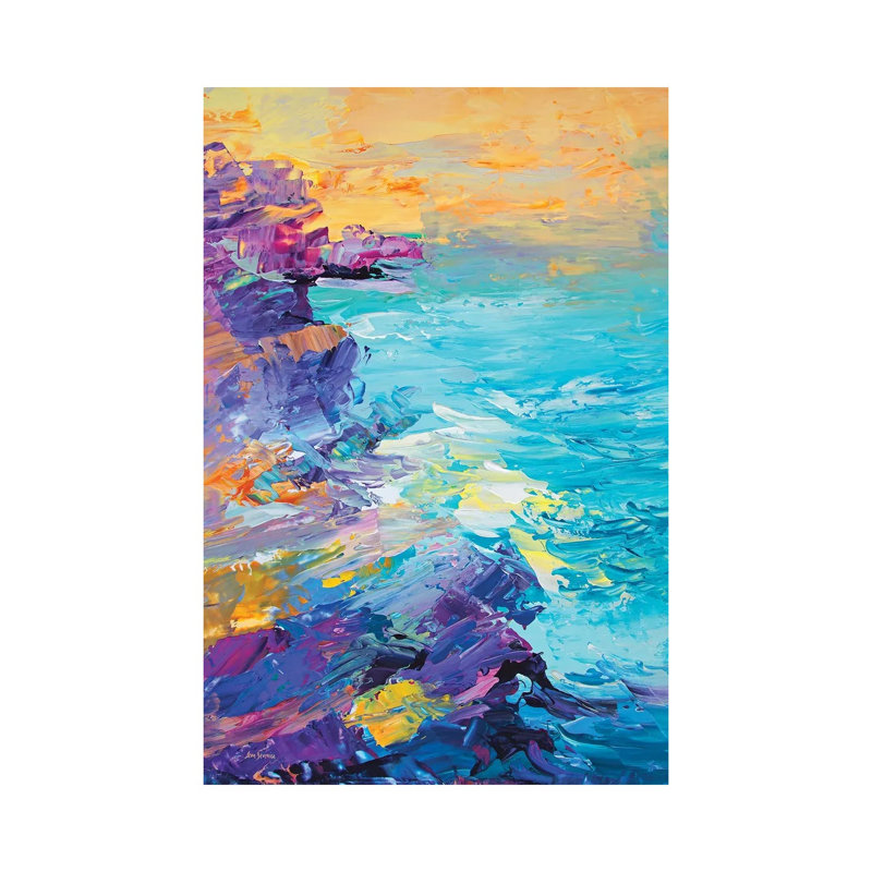 Magnificent Coastline by Stoian Hitrov - Painting on Canvas, 20.32 cm H x 30.48 cm W, Wrapped Canvas